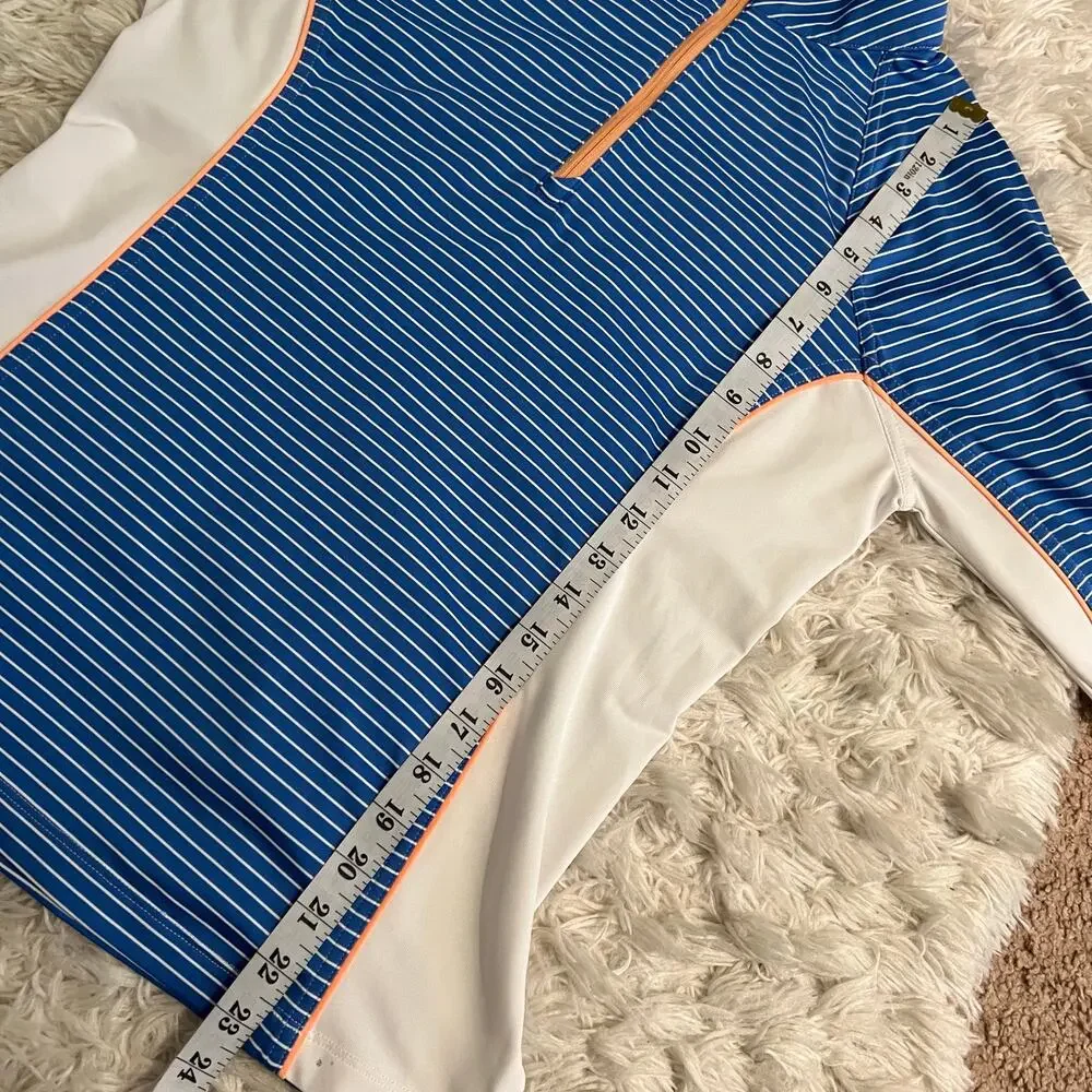 Peter Millar Blue and White Stripe Performance Base Layer Size S